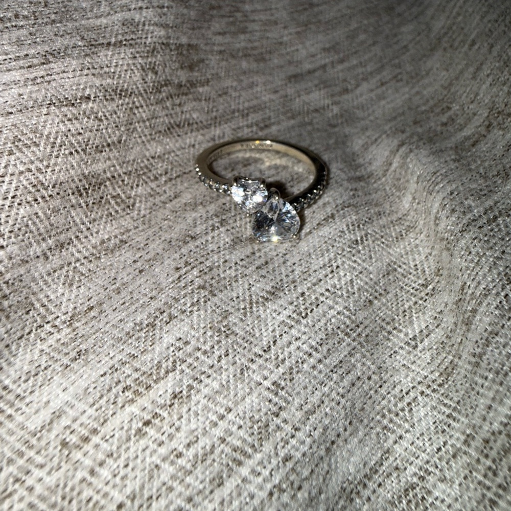 Pandora Double Heart Silver Ring